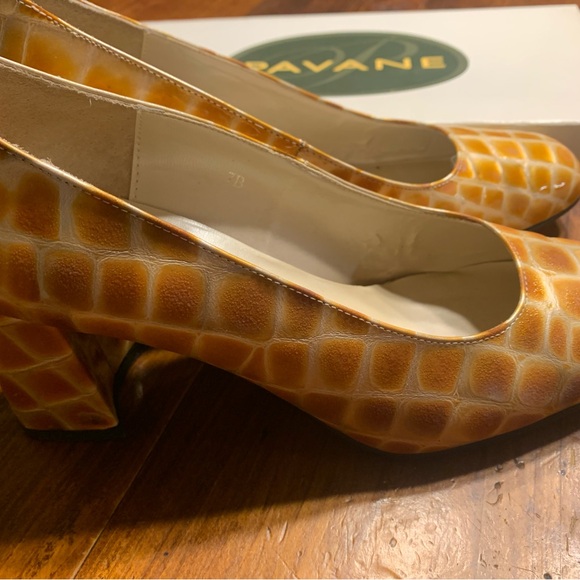 💝 Golden croco Vintage Pavane golden orange crocodile style heels in the 1980s - Picture 5 of 15